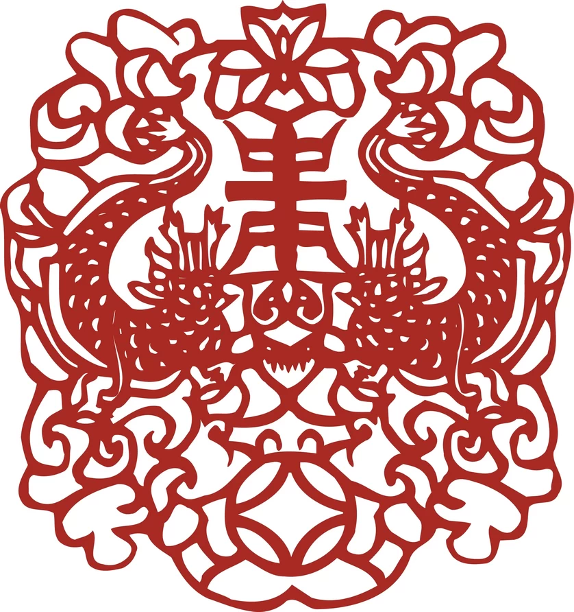 中国风中式传统喜庆民俗人物动物窗花剪纸插画边框AI矢量PNG素材【1473】